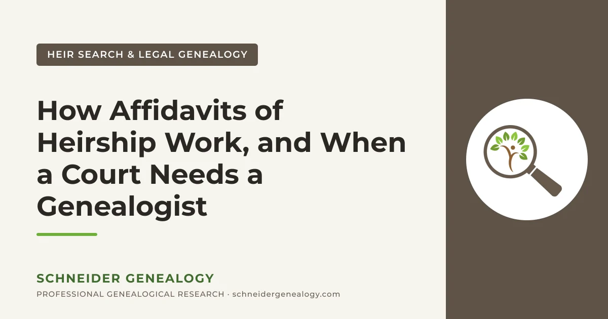 How Affidavits of Heirship Work, and When a Court Needs a Genealogist - Schneider Genealogy