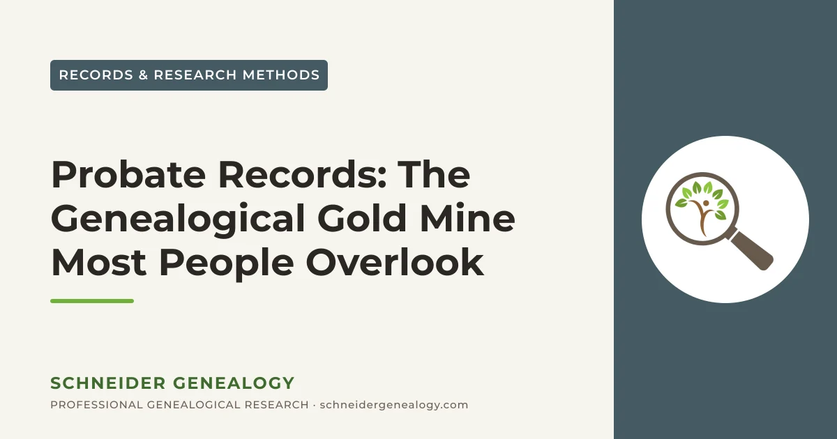 Probate Records: The Genealogical Gold Mine Most People Overlook - Schneider Genealogy