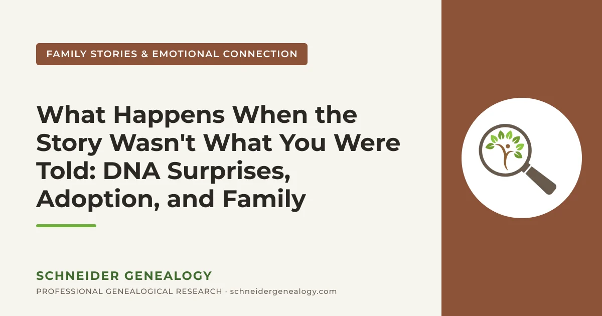 What Happens When the Story Wasn't What You Were Told: DNA Surprises, Adoption, and Family Secrets - Schneider Genealogy