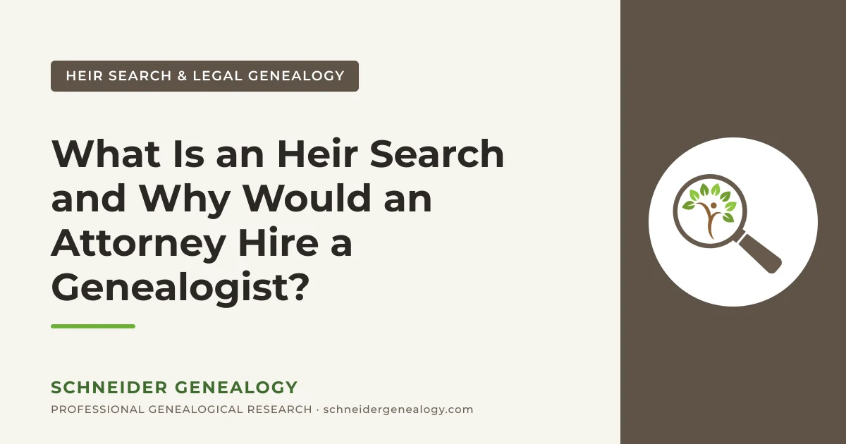 What Is an Heir Search and Why Would an Attorney Hire a Genealogist? - Schneider Genealogy